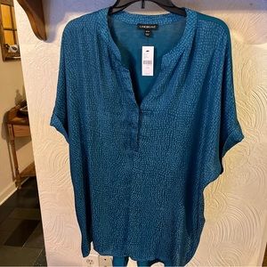 Womens Lane Bryrant Teal Short Sleeve Blouse V Neck New With Tags Size 18/20